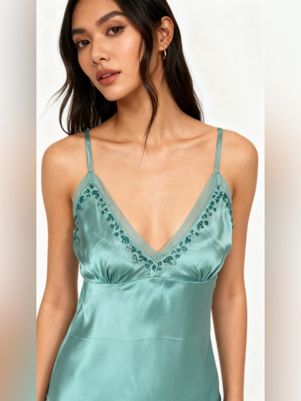 NWT Gold Hawk TRIANGLE SILK CAMI
Tiffany Blue Small Beaded / Embellished